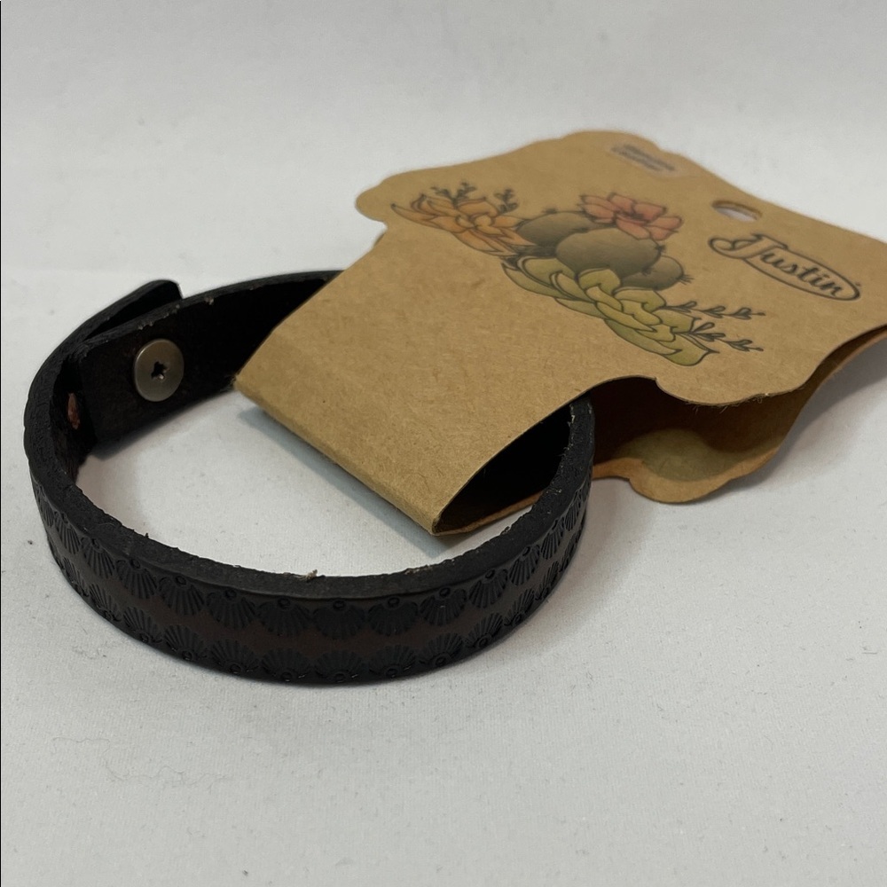 Justin Boots Brown Embossed Leather Bracelet